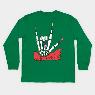 Skeleton Hand Signing Love for Christmas Kids Long Sleeve T-Shirt